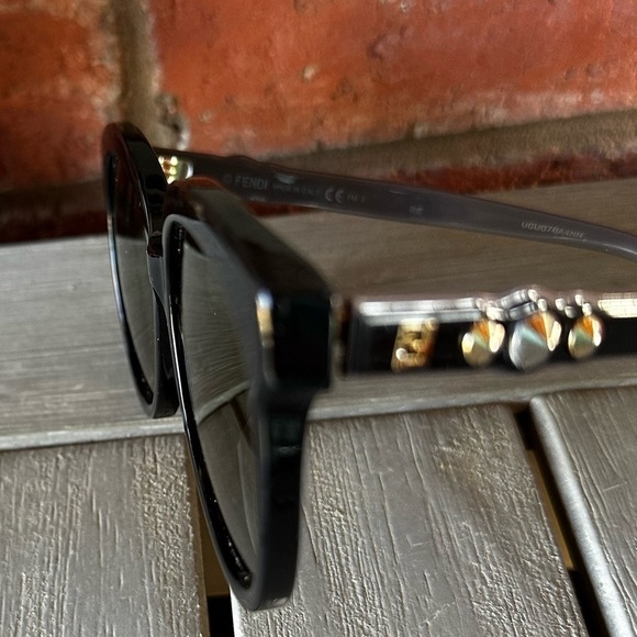 FENDI Fun Fair FF 0268 807 FQ Black Cat Eye Round Sunglasses Mirror lens no case - Picture 6 of 17